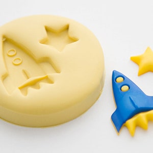 Space Ship Rocket and Star Silicone Mold: 2 Cavity