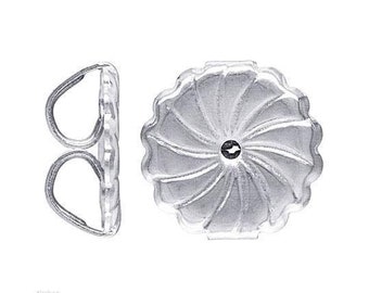 9mm 925 Sterling Silver Fancy Ear Nut, 9mm Butterfly Clutch, Earring Backing ,Stud Lock, Push Back,  Made in USA