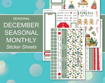 DECEMBER SEASONAL MONTHLY Sticker Sheets | Seasonal Collection | Planner Stickers | Happy Planner, Journals, Planners, Scrapbook