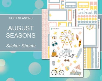 AUGUST SOFT SEASONS Sticker Sheets | Soft Seasons Collection | Planner Stickers | Happy Planner, Journals, Planners, Scrapbook