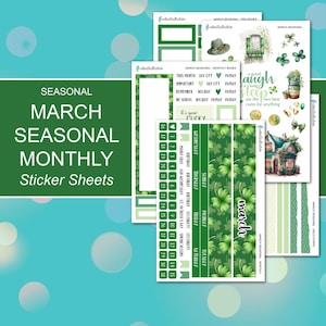 MARCH SEASONAL MONTHLY Sticker Sheets | Seasonal Collection | Planner Stickers | Happy Planner, Journals, Planners, Scrapbook