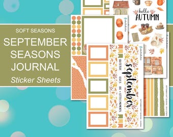 SEPTEMBER SEASONS JOURNAL Sticker Sheets | Soft Seasons Collection | Planner Stickers | Happy Planner, Journals, Planners, Scrapbook