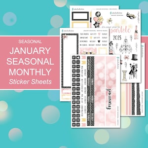 JANUARY SEASONAL MONTHLY Sticker Sheets | Seasonal Collection | Planner Stickers | Happy Planner, Journals, Planners, Scrapbook