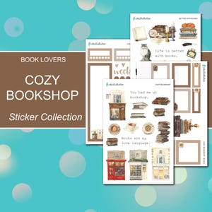 COZY BOOKSHOP Sticker Sheets | Book Lovers Collection | Planner Stickers | Happy Planner, Journals, Planners, Scrapbook