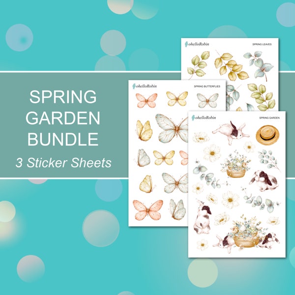 SPRING GARDEN BUNDLE Sticker Sheets | Spring Garden Collection | Planner Stickers | Happy Planner, Journals, Planners, Scrapbook