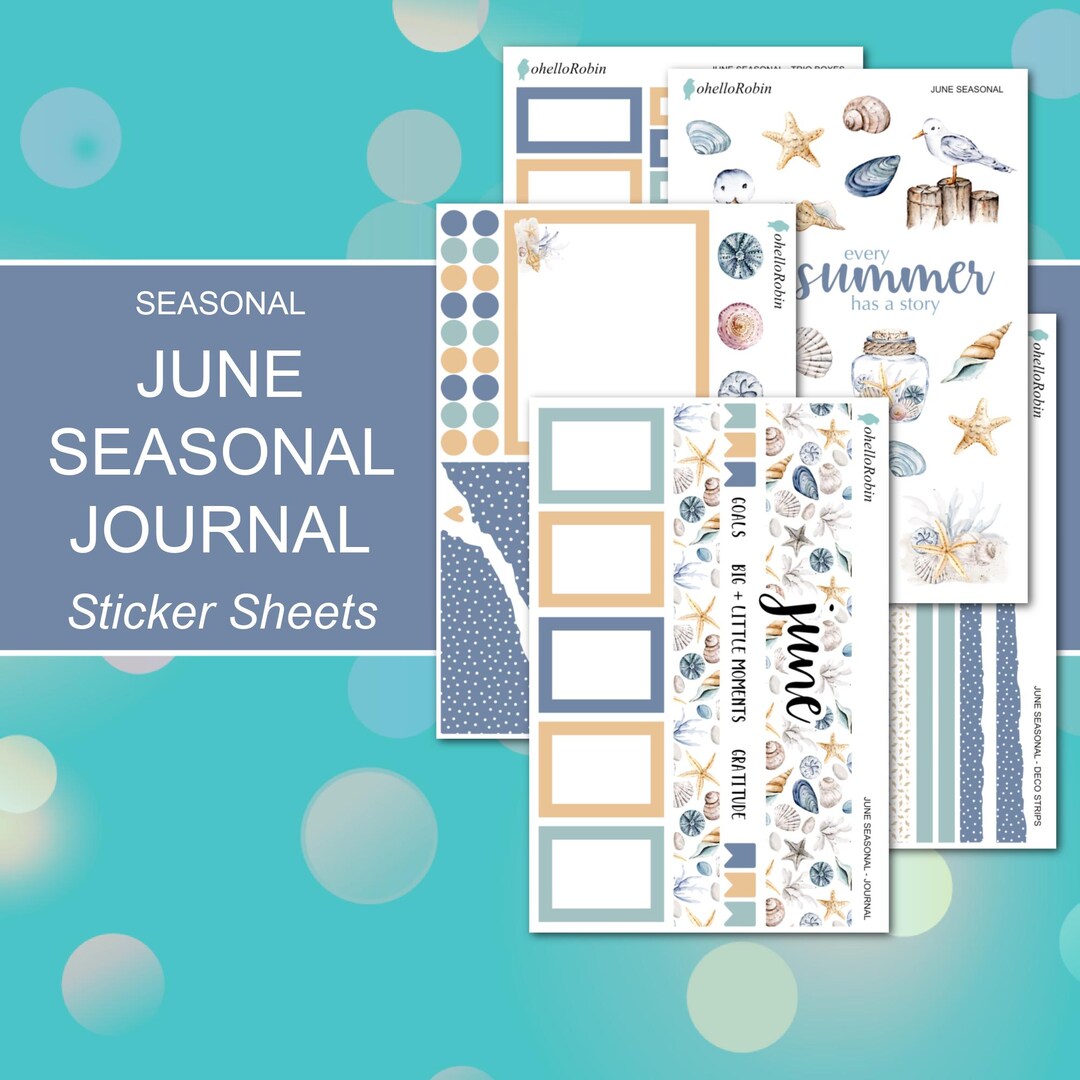 JUNE SEASONAL JOURNAL Sticker Sheets | Seasonal Collection | Planner ...