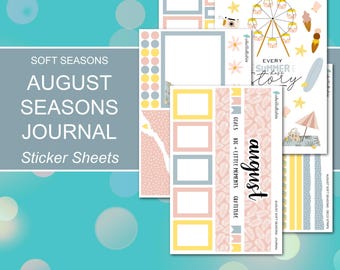 AUGUST SEASONS JOURNAL Sticker Sheets | Soft Seasons Collection | Planner Stickers | Happy Planner, Journals, Planners, Scrapbook