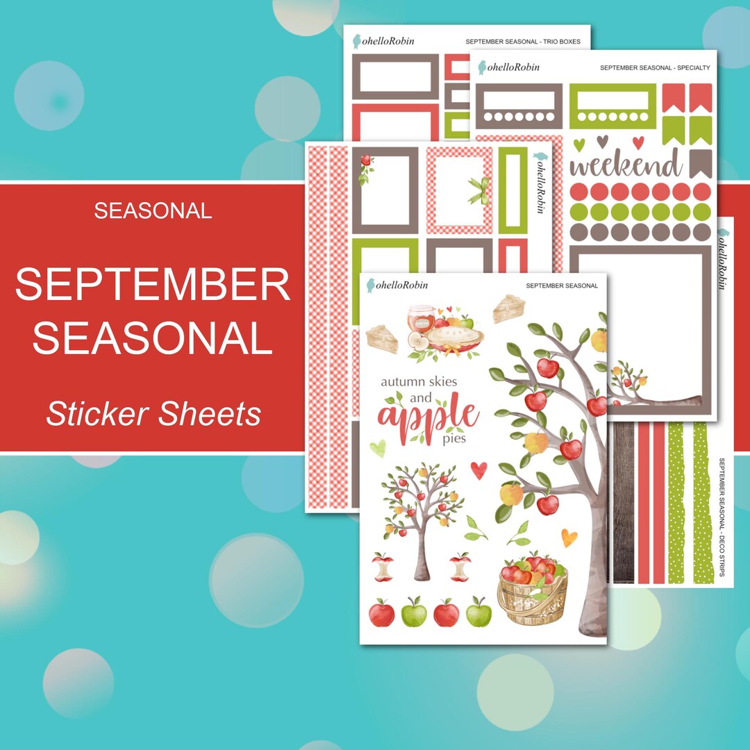 SEPTEMBER SEASONAL Sticker Sheets | Seasonal Collection | Planner ...