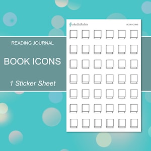 BOOK ICONS Sticker Sheet | Reading Journal Collection | Planner Stickers | Happy Planner, Erin Condren, Journals, Planners, Scrapbooks