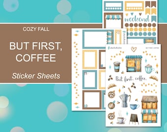 BUT FIRST, COFFEE Sticker Sheets | Cozy Fall Collection | Planner Stickers | Happy Planner, Journals, Planners