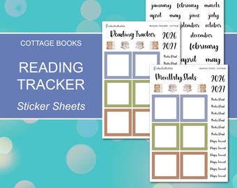 COTTAGE READING TRACKER Sticker Sheets | Reading Journal Collection | Planner Stickers | Happy Planner, Journals, Planners