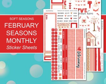 FEBRUARY SEASONS MONTHLY Sticker Sheets | Soft Seasons Collection | Planner Stickers | Happy Planner, Journals, Planners, Scrapbook
