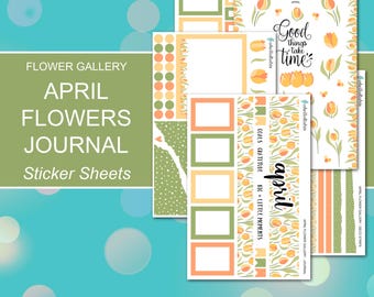 APRIL FLOWERS JOURNAL Sticker Sheets | Flower Gallery Collection | Planner Stickers | Happy Planner, Journals, Planners, Scrapbook