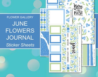 JUNE FLOWERS JOURNAL Sticker Sheets | Flower Gallery Collection | Planner Stickers | Happy Planner, Journals, Planners, Scrapbook