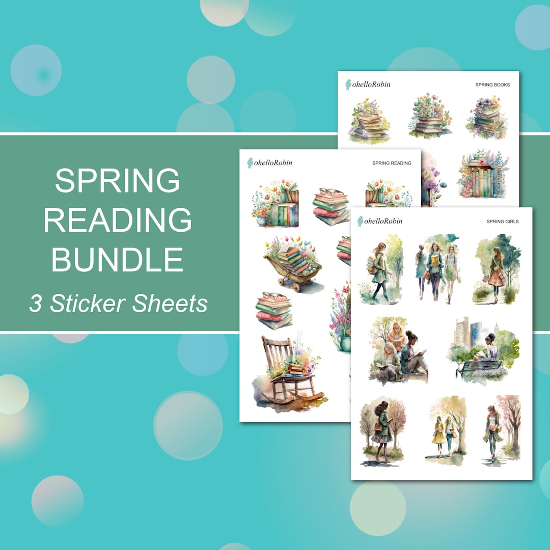 Sticker Book Spring SPRING READING Sticker Sheets | Bookish Collection | Planner Stickers ...