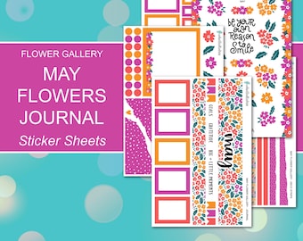 MAY FLOWERS JOURNAL Sticker Sheets | Flower Gallery Collection | Planner Stickers | Happy Planner, Journals, Planners, Scrapbook