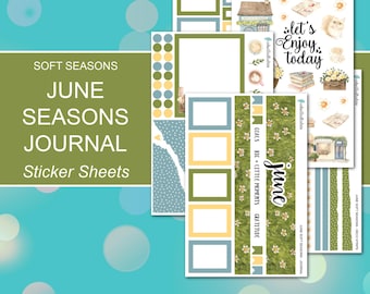 JUNE SEASONS JOURNAL Sticker Sheets | Soft Seasons Collection | Planner Stickers | Happy Planner, Journals, Planners, Scrapbook