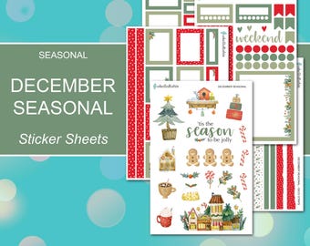 DECEMBER SEASONAL Sticker Sheets | Seasonal Collection | Planner Stickers | Happy Planner, Journals, Planners, Scrapbook
