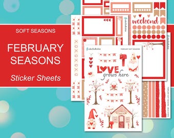 FEBRUARY SOFT SEASONS Sticker Sheets | Soft Seasons Collection | Planner Stickers | Happy Planner, Journals, Planners, Scrapbook