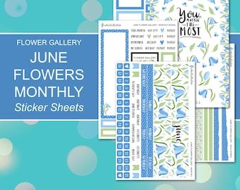 JUNE FLOWERS MONTHLY Sticker Sheets | Flower Gallery Collection | Planner Stickers | Happy Planner, Journals, Planners, Scrapbook