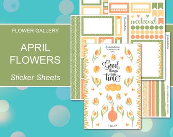 APRIL FLOWER GALLERY Sticker Sheets | Flower Gallery Collection | Planner Stickers | Happy Planner, Journals, Planners, Scrapbook