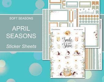 APRIL SOFT SEASONS Sticker Sheets | Soft Seasons Collection | Planner Stickers | Happy Planner, Journals, Planners, Scrapbook