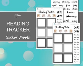 GRAY READING TRACKER Sticker Sheets | Reading Journal Collection | Planner Stickers | Happy Planner, Journals, Planners, Scrapbook