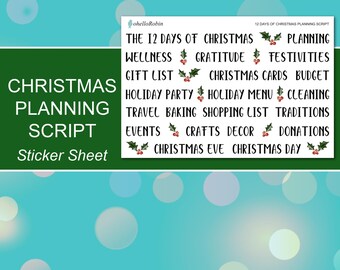 12 DAYS of CHRISTMAS PLANNING Script Sticker Sheet | Planner Stickers | Happy Planner, Journals, Planners, Scrapbook