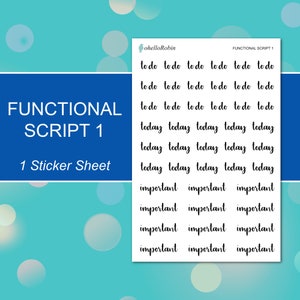 FUNCTIONAL SCRIPT 1 Sticker Sheet | To Do, Today, Important | Planner Stickers | Happy Planner, Erin Condren, Journals, Planners, Scrapbook