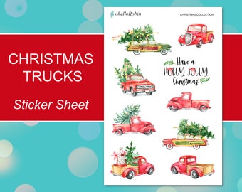 CHRISTMAS TRUCKS Sticker Sheet | Christmas Collection | Planner Stickers