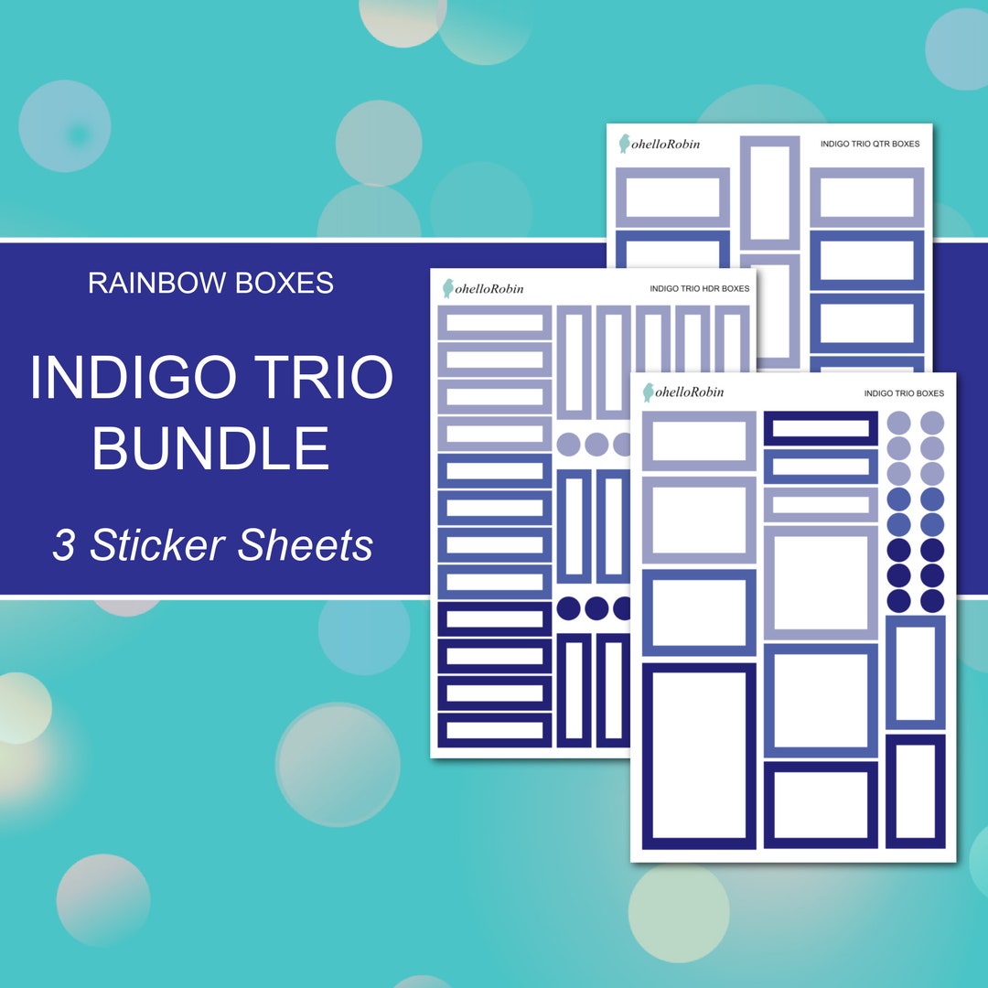 INDIGO TRIO Boxes BUNDLE Sticker Sheets Rainbow Collection Planner ...