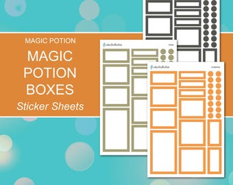MAGIC POTION BOXES Bundle Sticker Sheets | Fern, Pumpkin, Cauldron | Planner Stickers | Happy Planner, Journals, Scrapbook