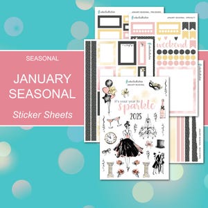 JANUARY SEASONAL Sticker Sheets | Seasonal Collection | Planner Stickers | Happy Planner, Journals, Planners, Scrapbook
