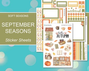 SEPTEMBER SOFT SEASONS Sticker Sheets | Soft Seasons Collection | Planner Stickers | Happy Planner, Journals, Planners, Scrapbook