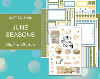 JUNE SOFT SEASONS Sticker Sheets | Soft Seasons Collection | Planner Stickers | Happy Planner, Journals, Planners, Scrapbook