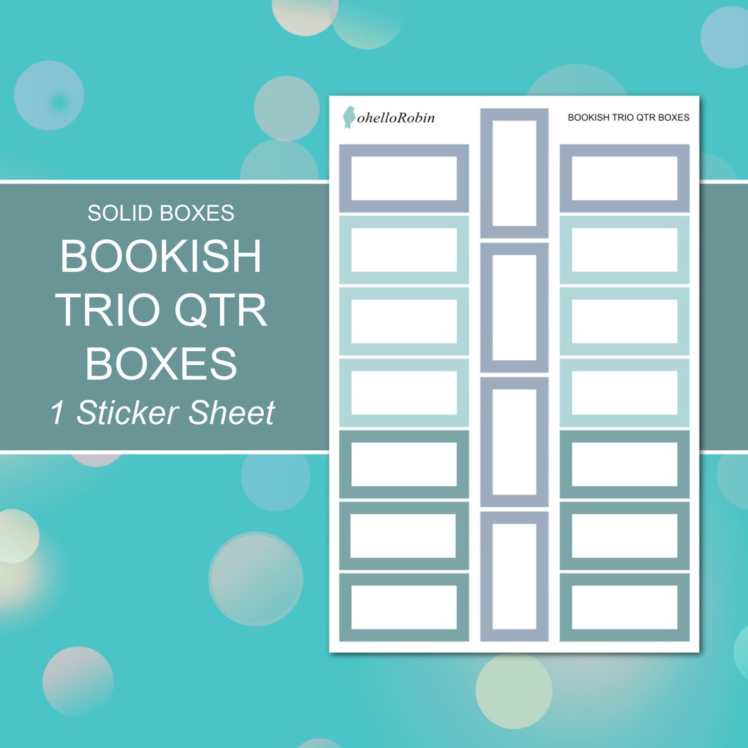 BOOKISH TRIO QUARTER Boxes Sticker Sheet Planner Stickers Happy Planner