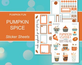 PUMPKIN SPICE Coffee Sticker Sheets | Pumpkin Fun Collection | Planner Stickers | Happy Planner, Erin Condren, Journals, Planners, Scrapbook