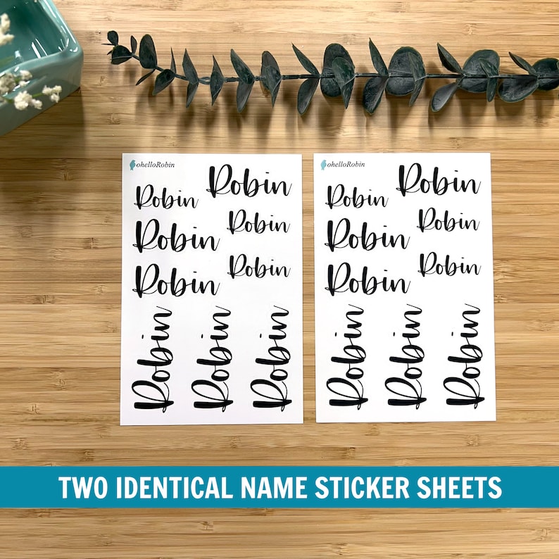 Obin Cursive CUSTOM NAME SCRIPT 2 Sticker Sheets | Transparent or White Matte ...