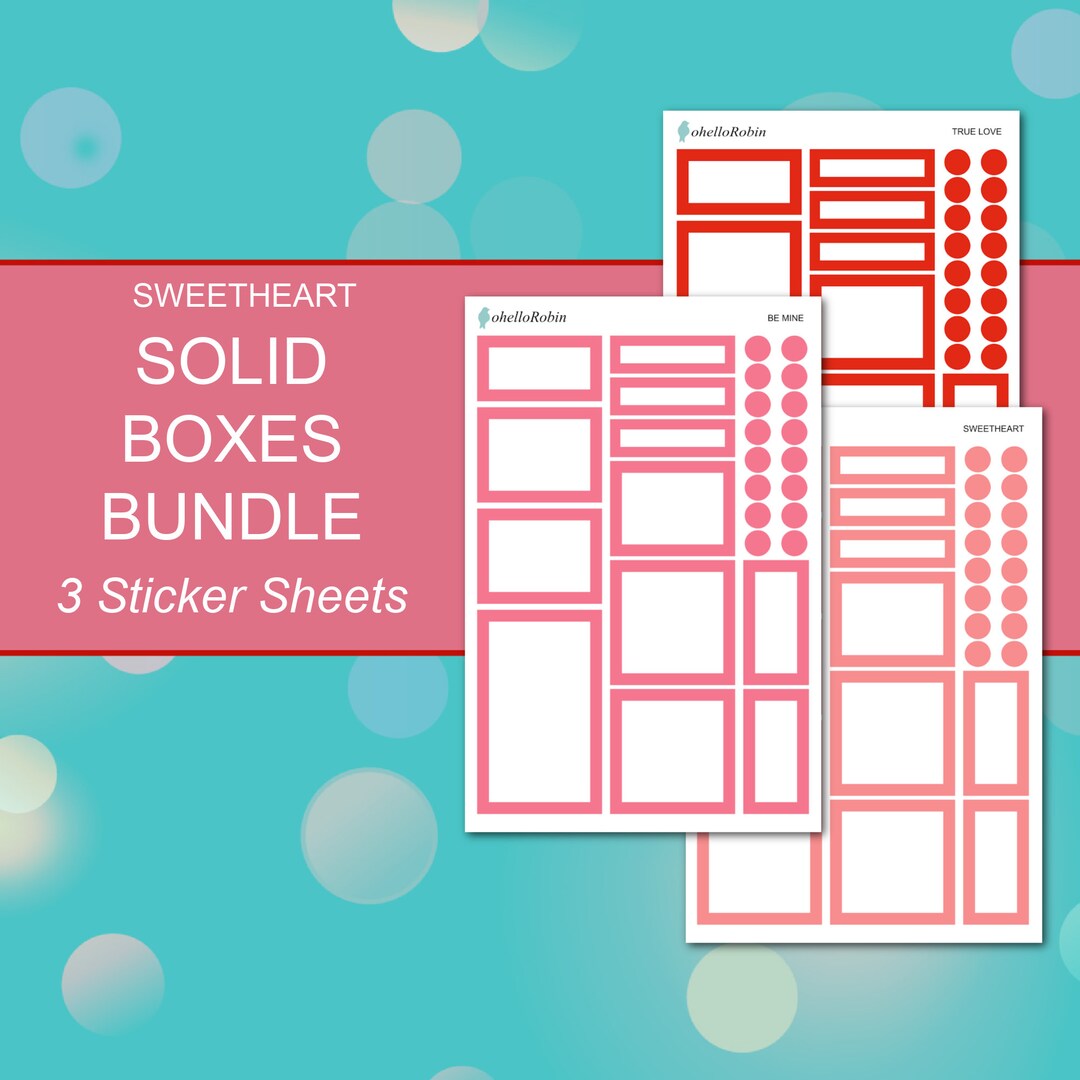 SWEETHEART BOXES BUNDLE Sticker Sheets Sweetheart Collection Planner Stickers Happy Planner ...