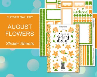 AUGUST FLOWER GALLERY Sticker Sheets | Flower Gallery Collection | Planner Stickers | Happy Planner, Journals, Planners, Scrapbook