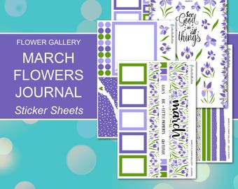 MARCH FLOWERS JOURNAL Sticker Sheets | Flower Gallery Collection | Planner Stickers | Happy Planner, Journals, Planners, Scrapbook