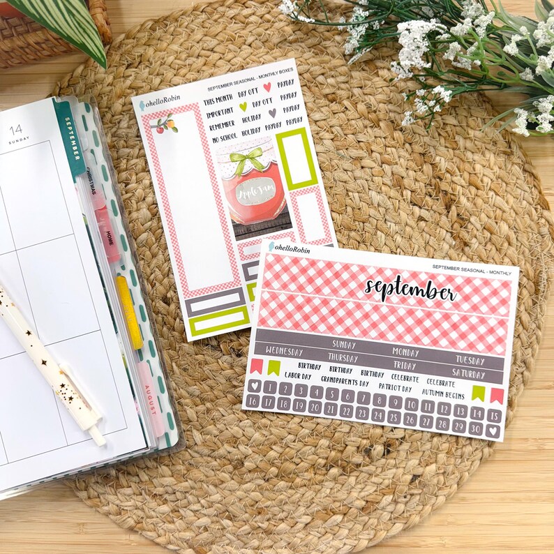 SEPTEMBER SEASONAL MONTHLY Sticker Sheets | Seasonal Collection ...