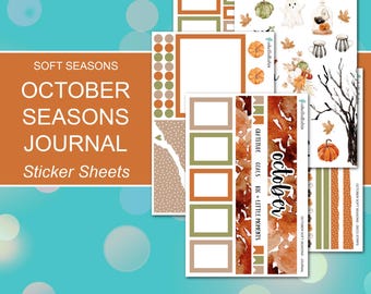 OCTOBER SEASONS JOURNAL Sticker Sheets | Soft Seasons Collection | Planner Stickers | Happy Planner, Journals, Planners, Scrapbook