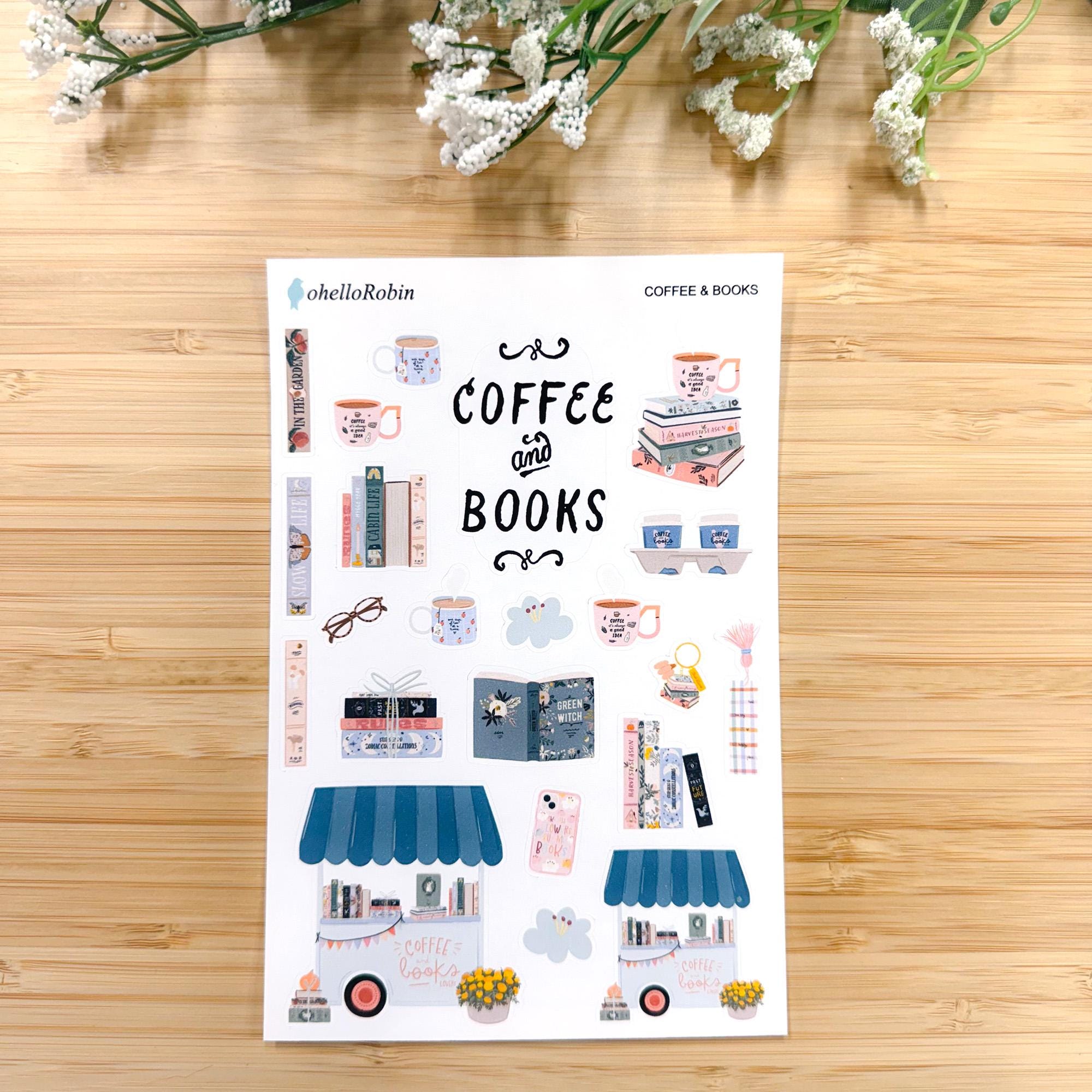 COFFEE AND BOOKS Sticker Sheets | Coffee & Books Collection | Planner ...