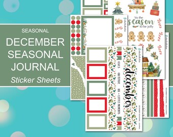 DECEMBER SEASONAL JOURNAL Sticker Sheets | Seasonal Collection | Planner Stickers | Happy Planner, Journals, Planners, Scrapbook