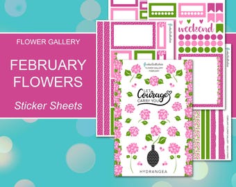 FEBRUARY FLOWER GALLERY Sticker Sheets | Flower Gallery Collection | Planner Stickers | Happy Planner, Journals, Planners, Scrapbook