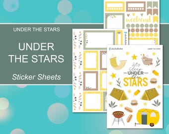 UNDER THE STARS Sticker Sheets | Under the Stars Collection | Planner Stickers | Happy Planner, Journals, Planners, Scrapbook