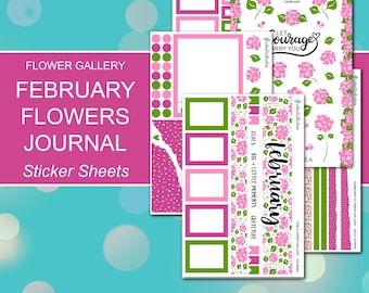 FEBRUARY FLOWERS JOURNAL Sticker Sheets | Flower Gallery Collection | Planner Stickers | Happy Planner, Journals, Planners, Scrapbook