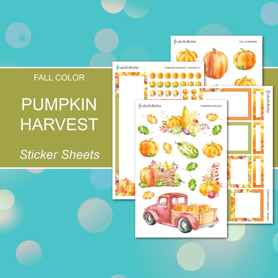 PUMPKIN HARVEST Sticker Sheets | Fall Color Collection | Planner ...