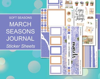 MARCH SEASONS JOURNAL Sticker Sheets | Soft Seasons Collection | Planner Stickers | Happy Planner, Journals, Planners, Scrapbook